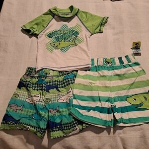Al & Ray 3 piece boys 3T swim bundle 2 euc, 1 nwt
